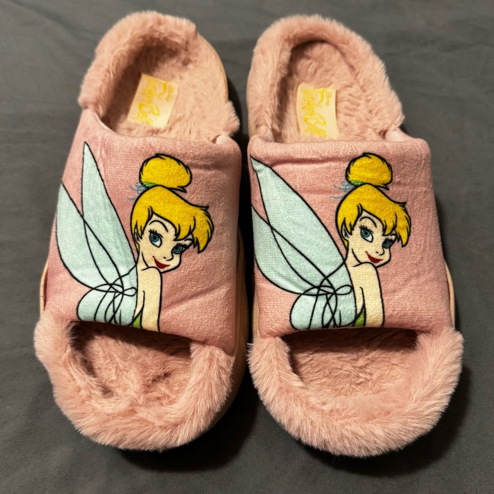 Pink Tinker Bell Fuzzy Slippers